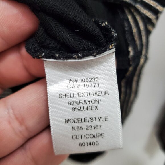 Soft Joie Women's Black Gold Metallic Thread‎ Roll Tab Sleeve Pocket Knit Top M - Picture 5 of 7